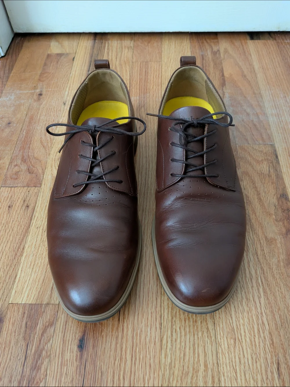 The Original Men's Brown Leather Derby Oxfords with Cushioned Insole